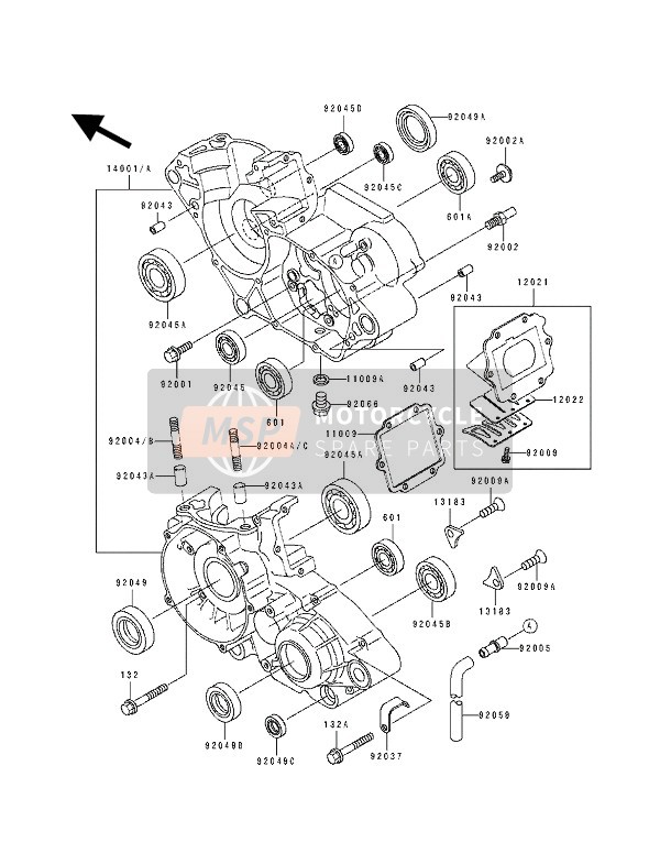 Kawasaki KX125 1990 Crankcase for a 1990 Kawasaki KX125