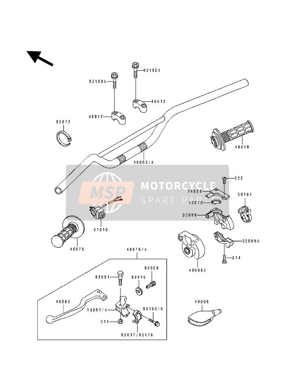 Kawasaki KX125 1990 Handlebar for a 1990 Kawasaki KX125