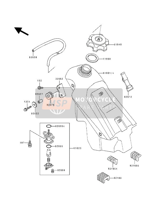 Kawasaki KX125 1990 Réservoir d'essence pour un 1990 Kawasaki KX125