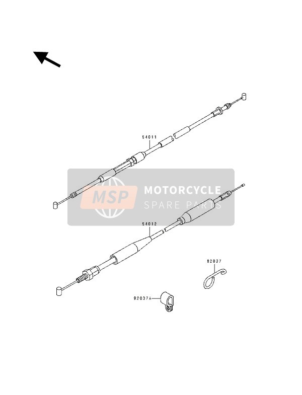 Kawasaki KX125 1990 Cable para un 1990 Kawasaki KX125