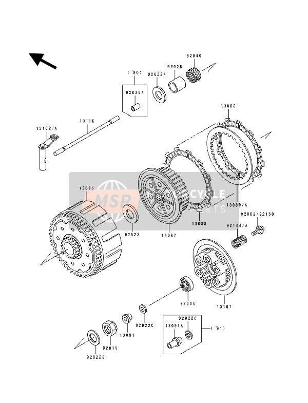 Kawasaki KX250 1990 Clutch for a 1990 Kawasaki KX250