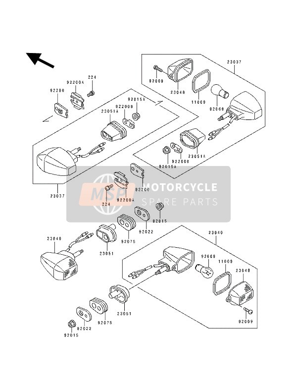 Kawasaki KLE500 1991 Clignotants pour un 1991 Kawasaki KLE500