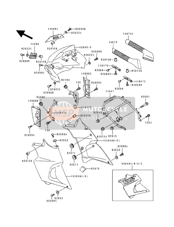 140901100, Cover,Side Cowling,Lh, Kawasaki, 1