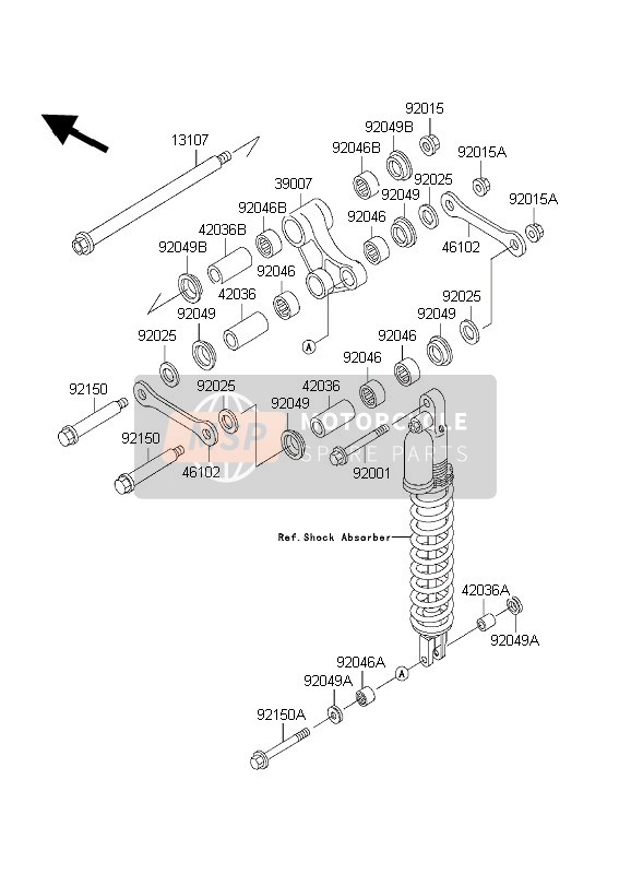 131071330, Shaft,Arm,14mm, Kawasaki, 0