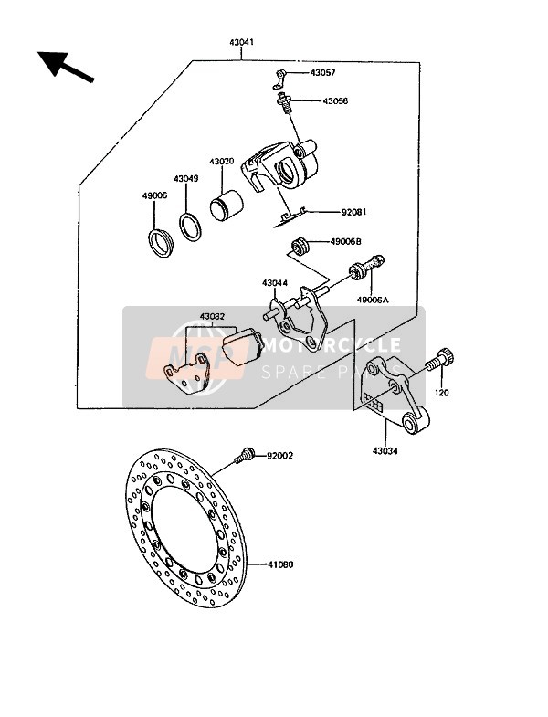 Kawasaki KMX200 1991 BREMSSATTEL HINTEN für ein 1991 Kawasaki KMX200