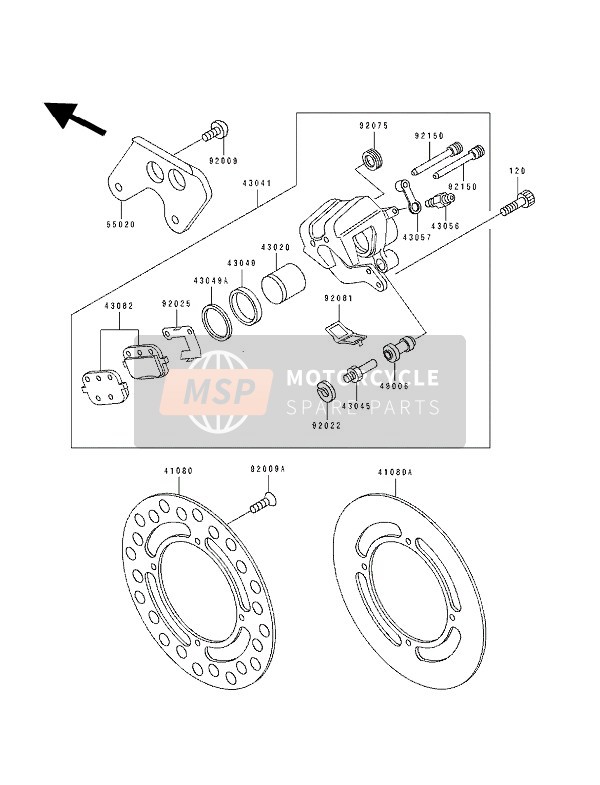 Kawasaki KX80 SW & LW 1991 Rear Caliper for a 1991 Kawasaki KX80 SW & LW