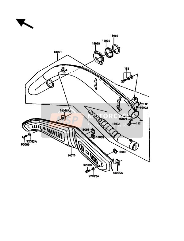 18033070, BAFFLE-PIPE Muffler, Kawasaki, 0