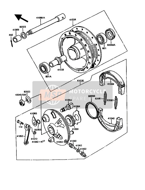 Kawasaki KE100 1992 Front Hub for a 1992 Kawasaki KE100