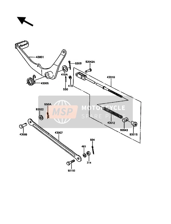 Kawasaki KE100 1992 Brake Pedal for a 1992 Kawasaki KE100