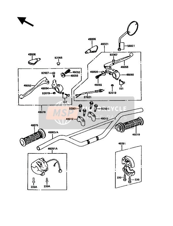 46058004, LEVER-GRIP, Front Brake, Kawasaki, 0