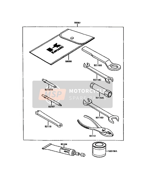 Kawasaki KE100 1992 Herramientas para propietarios para un 1992 Kawasaki KE100