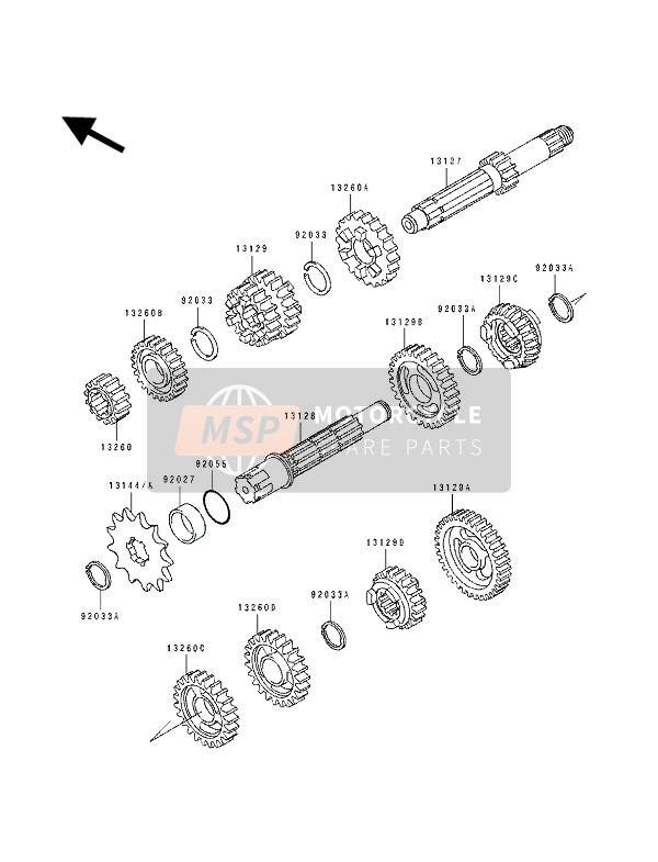 Kawasaki KX100 1992 Transmission for a 1992 Kawasaki KX100