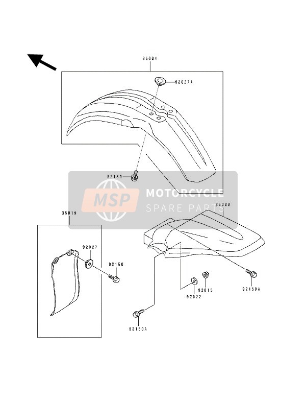 Kawasaki KX100 1992 Fenders for a 1992 Kawasaki KX100