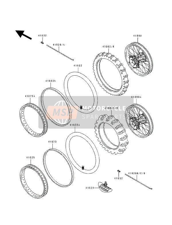 410021878, Tire,Fr,70/100-19 42M,D752F(D), Kawasaki, 2