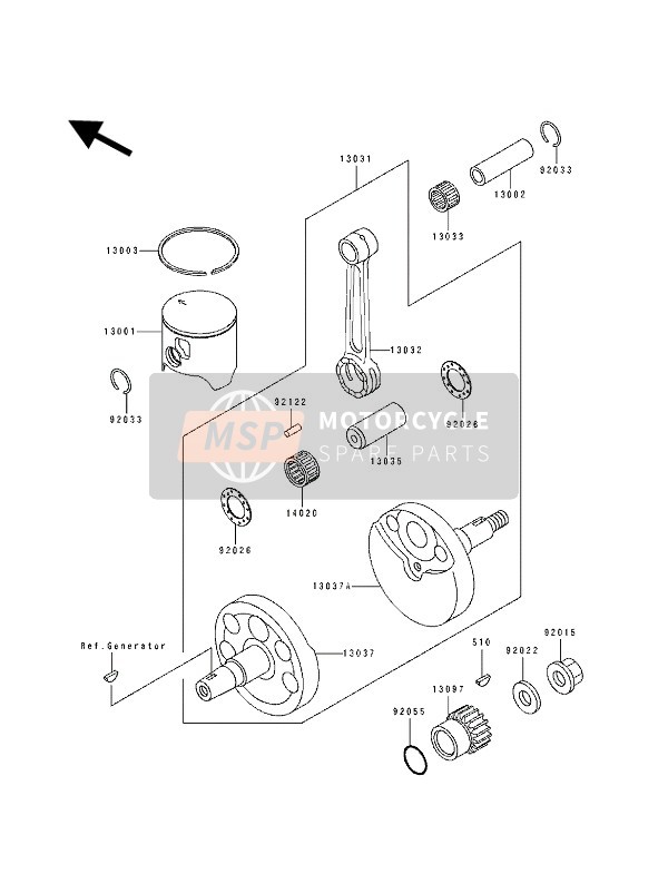 Kawasaki KX125 1992 Crankshaft & Piston for a 1992 Kawasaki KX125