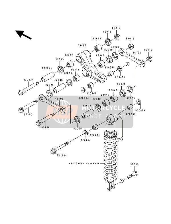 921501571, Schraube 10X42, Kawasaki, 1