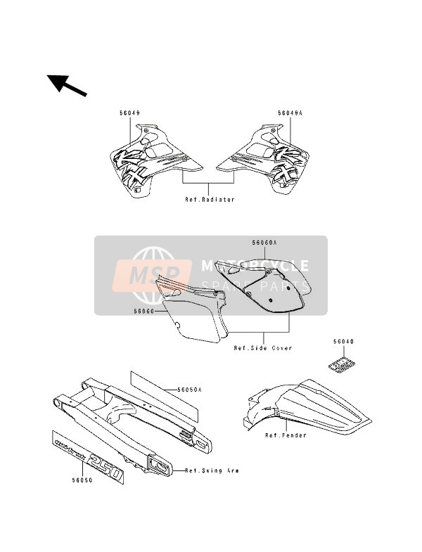 Kawasaki KX250 1992 Label for a 1992 Kawasaki KX250