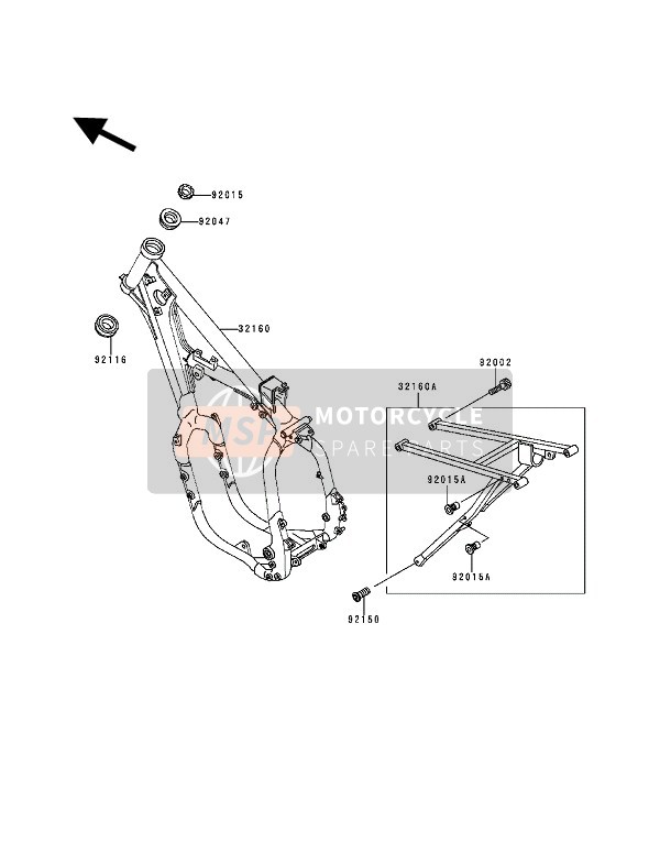 Kawasaki KX500 1992 Frame for a 1992 Kawasaki KX500
