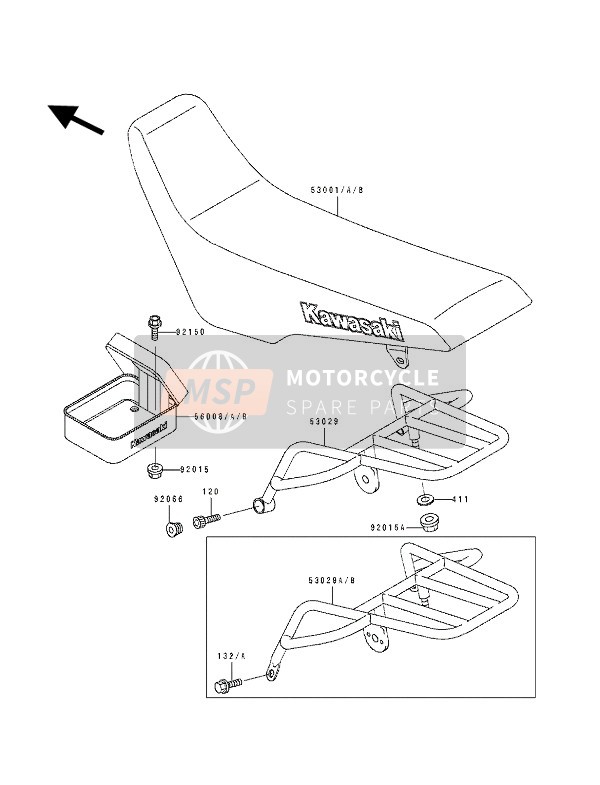 132BA0830, BOLT-FLANGED-SMALL, Kawasaki, 1