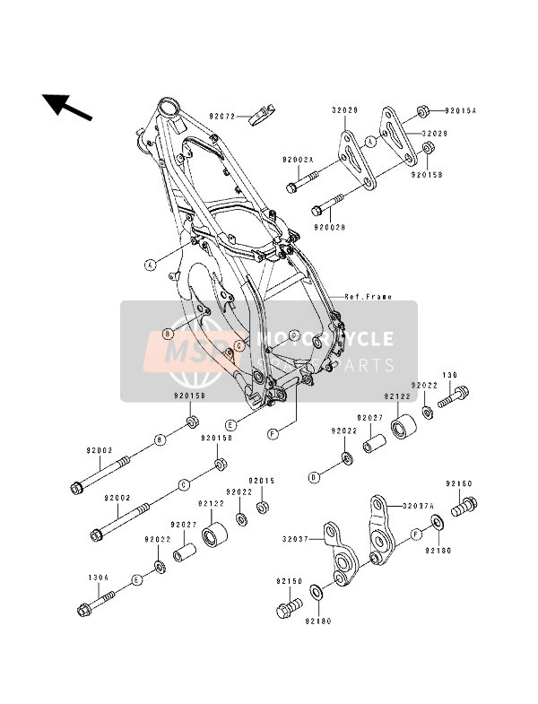 Kawasaki KX125 1993 Frame Fittings for a 1993 Kawasaki KX125