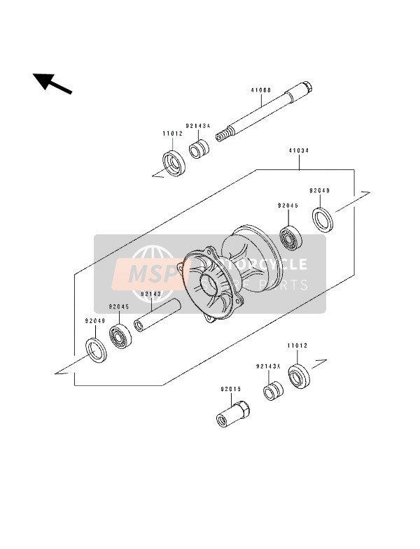 Kawasaki KX125 1993 Front Hub for a 1993 Kawasaki KX125