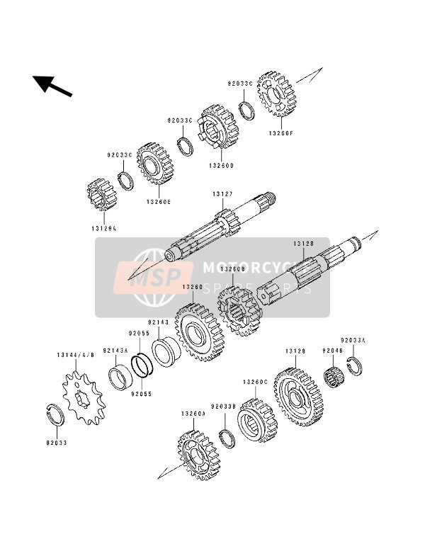 Kawasaki KX250 1993 Transmission for a 1993 Kawasaki KX250