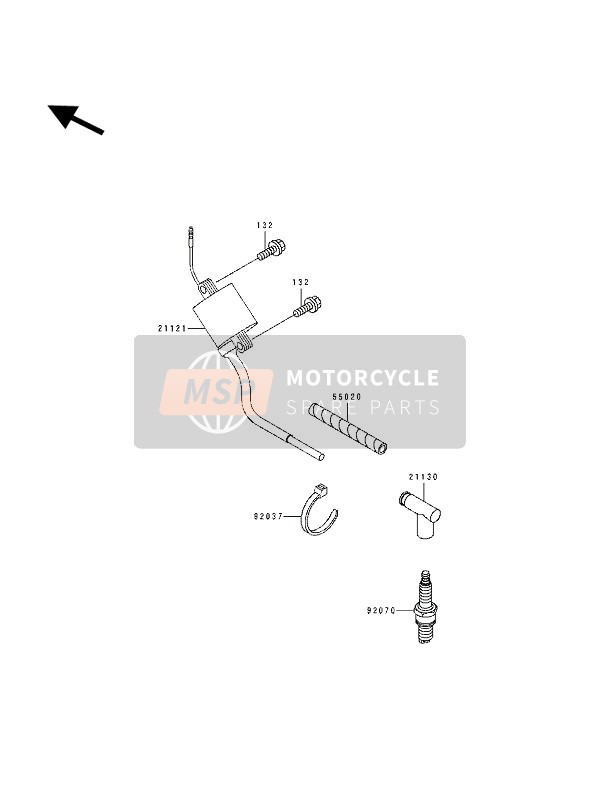 Kawasaki KX250 1993 Ignition Coil for a 1993 Kawasaki KX250