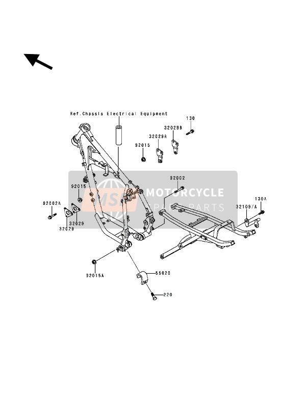 321091239CE, GRIP-FRAME,Rh,Silver No.25, Kawasaki, 0