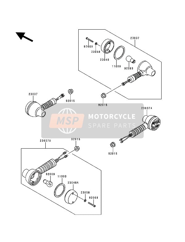 Kawasaki KLR250 1994 Clignotants pour un 1994 Kawasaki KLR250