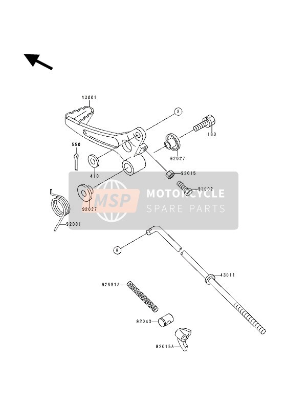 Kawasaki KX60 1994 BREMSPEDAL für ein 1994 Kawasaki KX60