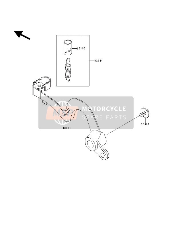 Kawasaki KX250 1994 Brake Pedal for a 1994 Kawasaki KX250