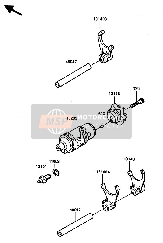 Kawasaki KLR600 1986 Change Drum & Shift Fork for a 1986 Kawasaki KLR600