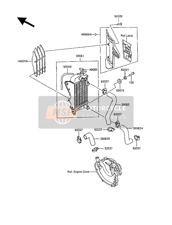 Kawasaki KX60 1986 Radiator for a 1986 Kawasaki KX60