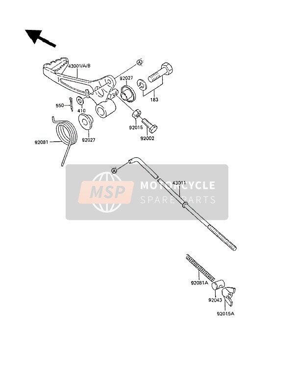 Kawasaki KX60 1986 Brake Pedal for a 1986 Kawasaki KX60