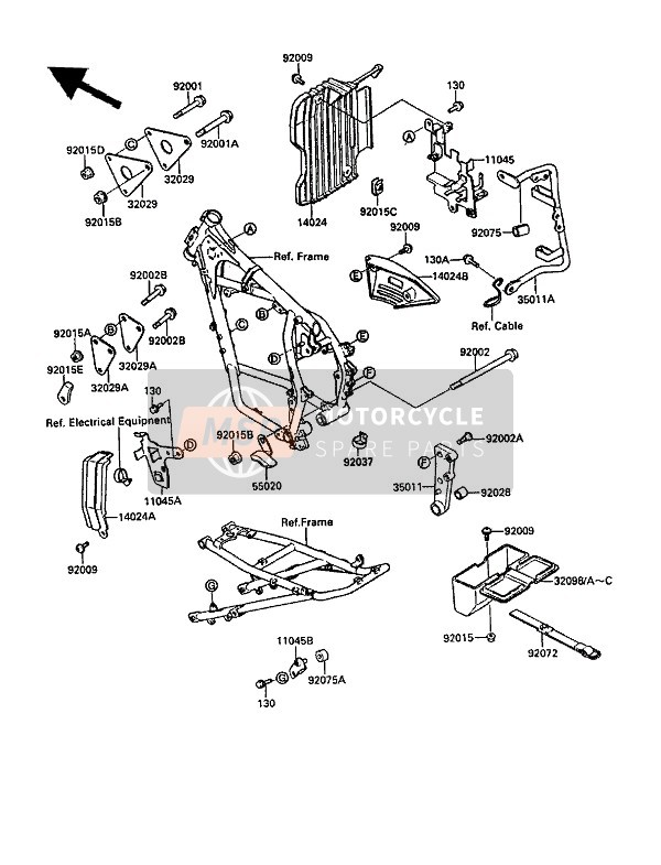 Kawasaki KLR650 1987 RAHMENBESCHLÄGE für ein 1987 Kawasaki KLR650