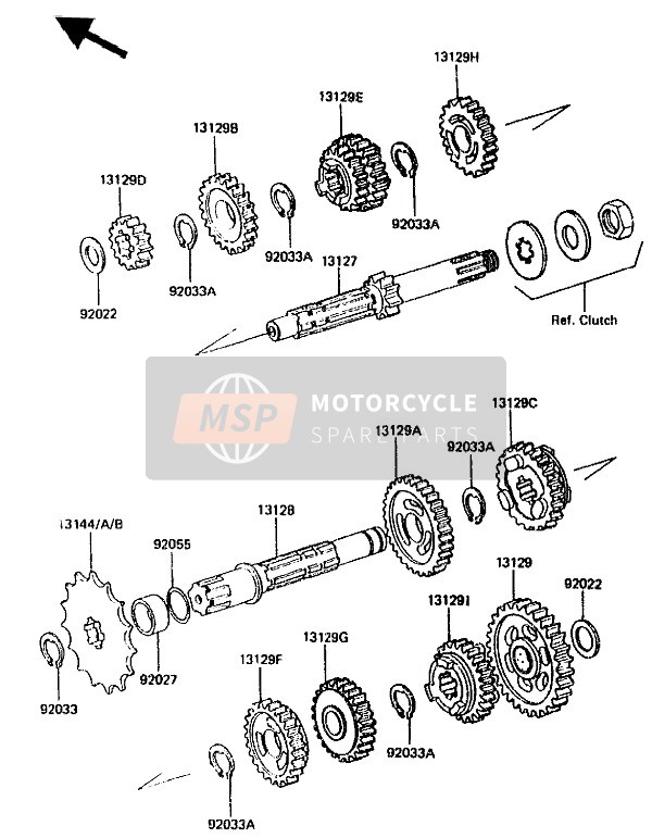 Kawasaki KX125 1987 Transmission for a 1987 Kawasaki KX125