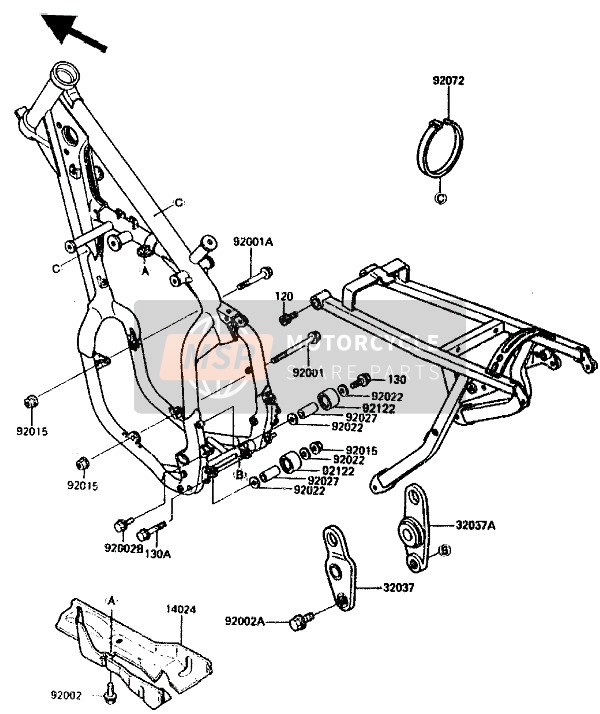 Kawasaki KX125 1987 Frame Fitting for a 1987 Kawasaki KX125