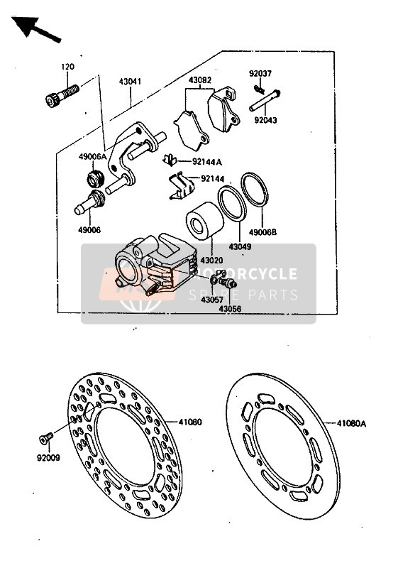 Kawasaki KX250 1987 Front Caliper for a 1987 Kawasaki KX250