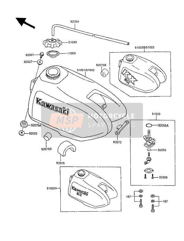 Kawasaki KX60 1987 Fuel Tank for a 1987 Kawasaki KX60