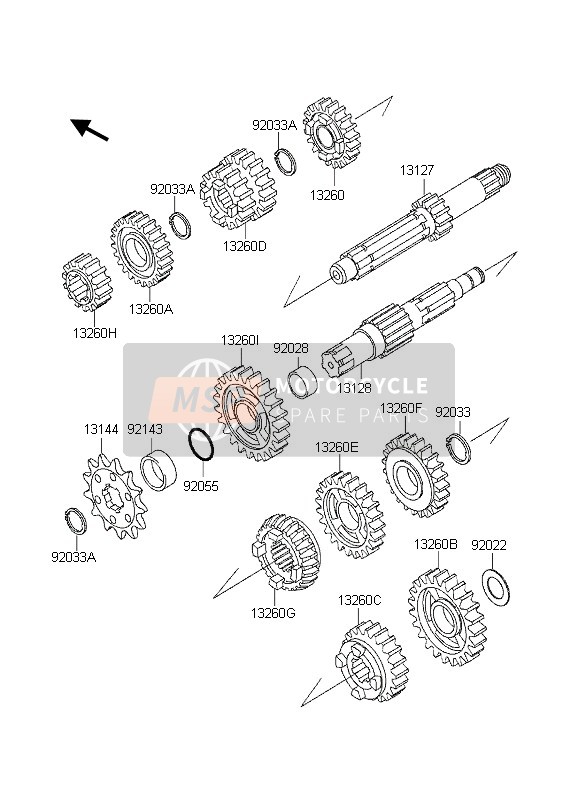 132601517, Gear,Output Top,25T, Kawasaki, 1