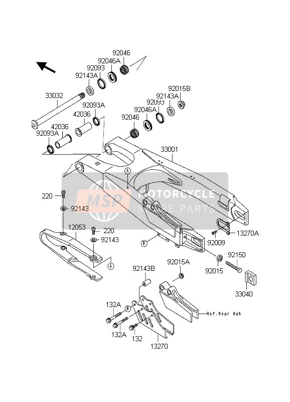 420361326, Sleeve,Swing Arm,L=54, Kawasaki, 0