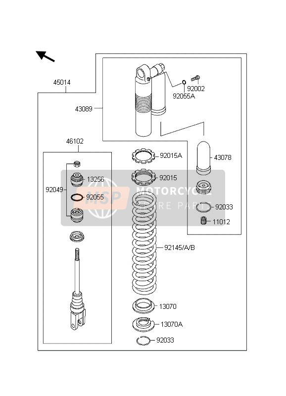 92145111345, Spring, Shock, K=4.6/4., Kawasaki, 0