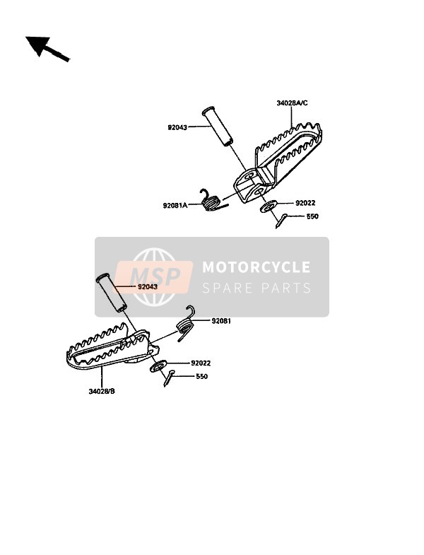 Kawasaki KDX200 1988 Footrests for a 1988 Kawasaki KDX200