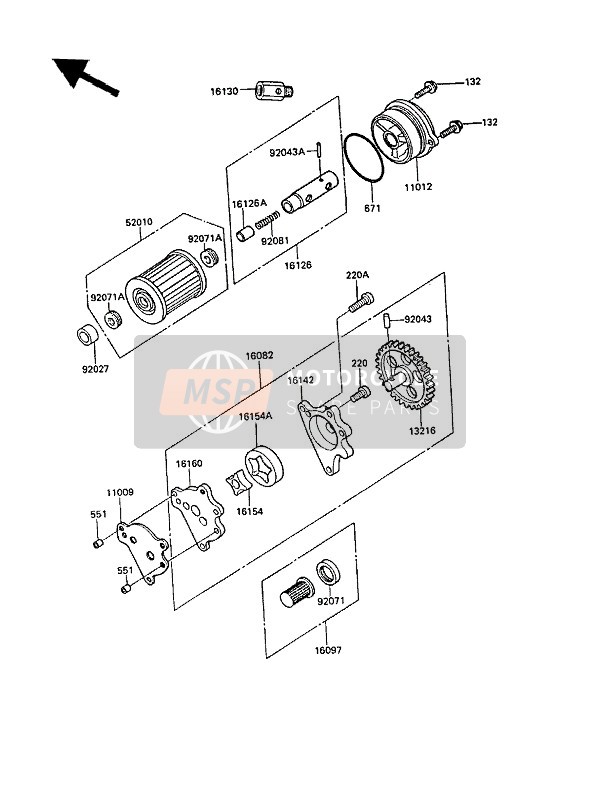 Kawasaki KLR500 1988 Oil Pump for a 1988 Kawasaki KLR500