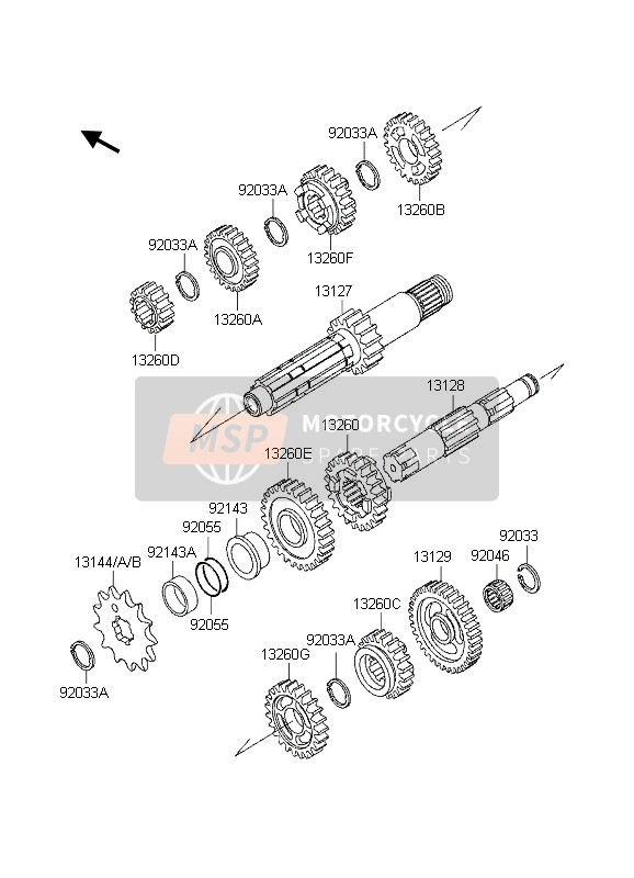 132601368, Gear,Input Top,24T, Kawasaki, 2