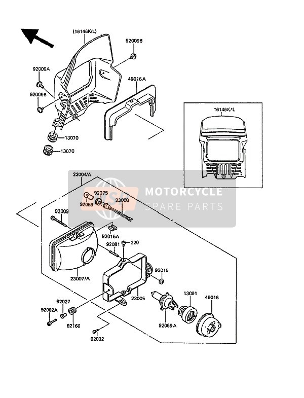 Kawasaki KLR250 1989 Headlight(S) for a 1989 Kawasaki KLR250