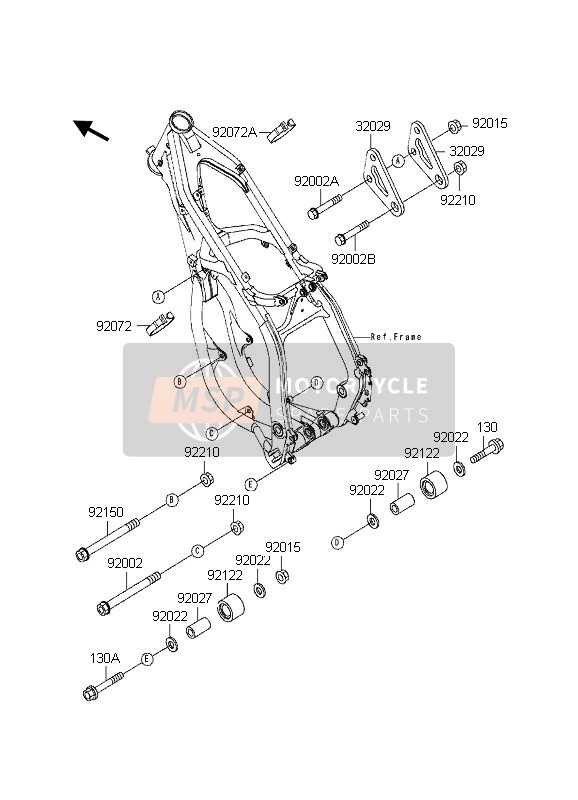 Kawasaki KX250 1998 Frame Fittings for a 1998 Kawasaki KX250