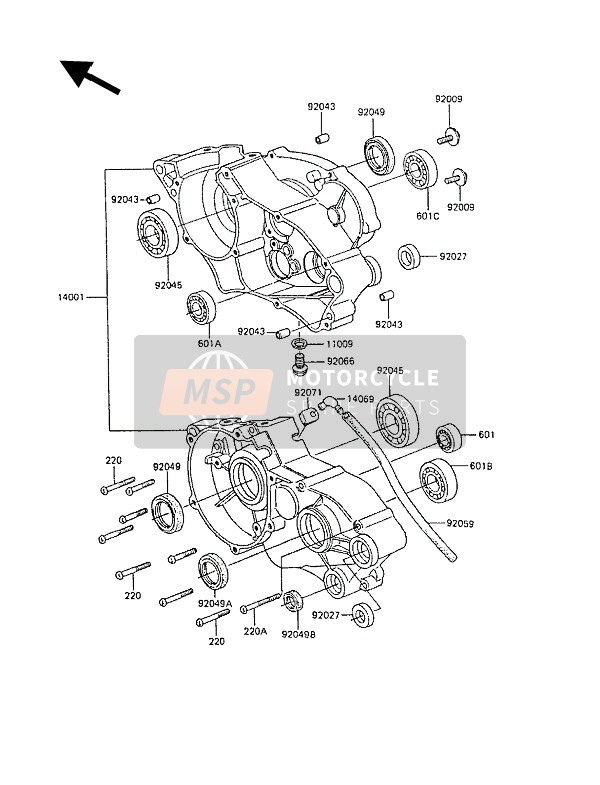 Kawasaki KX60 1989 Crankcase for a 1989 Kawasaki KX60