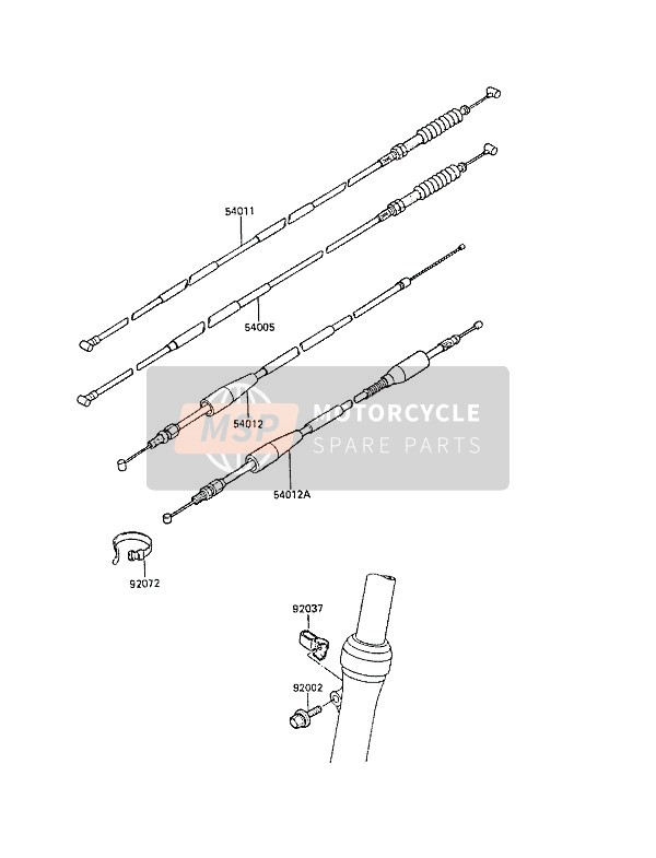 Kawasaki KX60 1989 Cables for a 1989 Kawasaki KX60