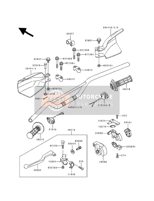 Kawasaki KDX200 1990 Handlebar for a 1990 Kawasaki KDX200